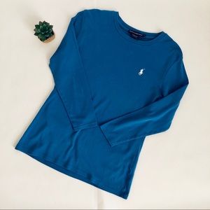 RALPH LAUREN SPORT BLUE 3/4-LENGTH SLEEVE SHIRT